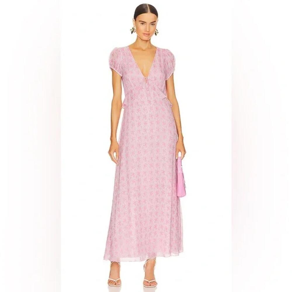 LoveShackFancy Lillian Dress Rose Patch  Floral Puff Sleeve Size 6